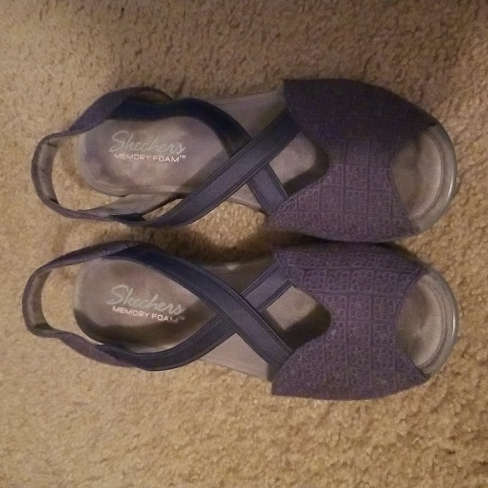 Navy wedge sandals